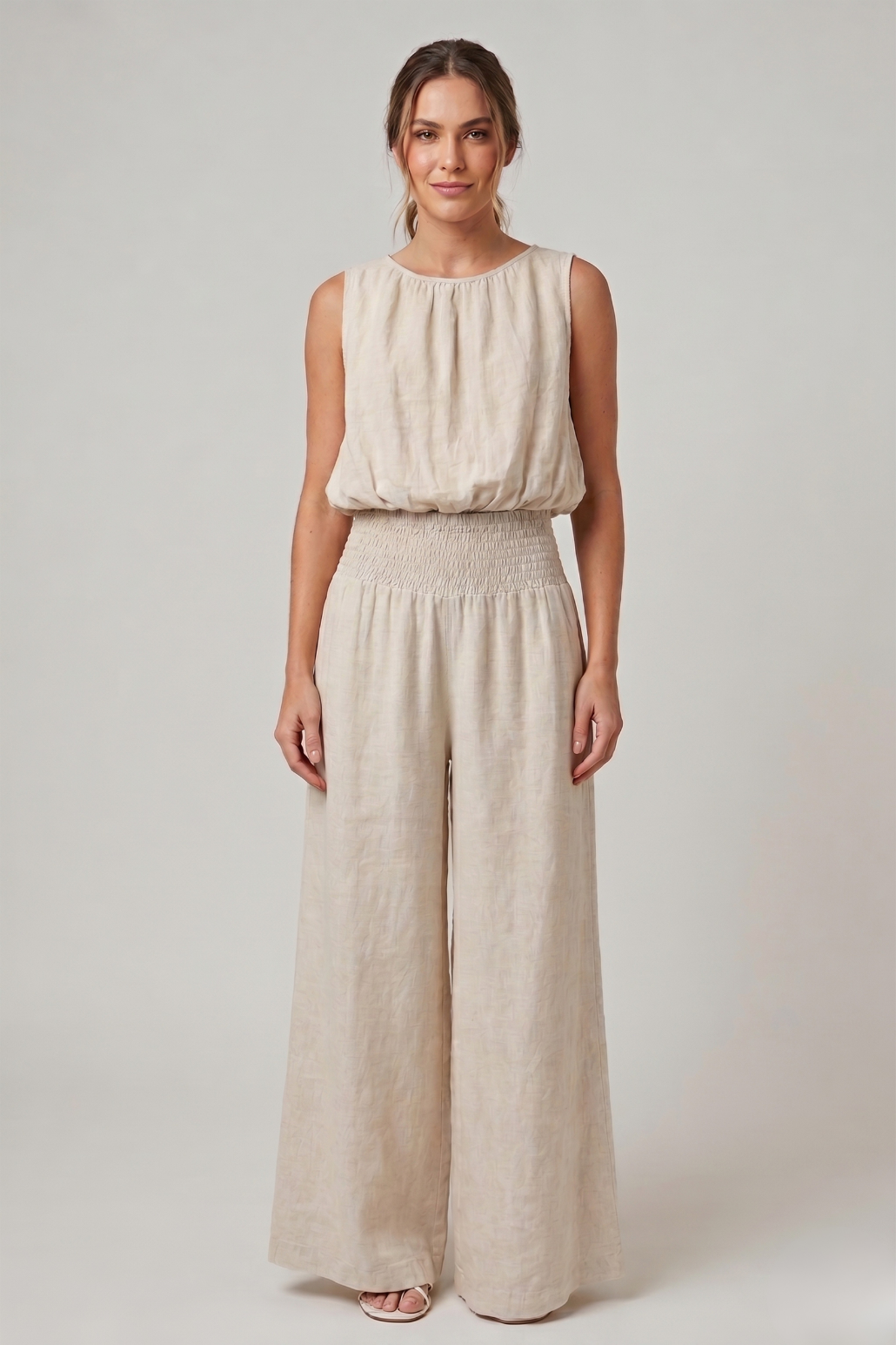 Bri Linen Sleeveless Bubble Top