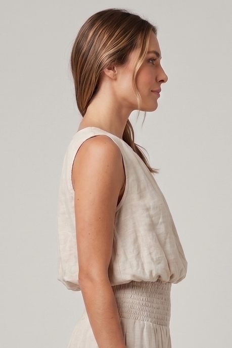 Bri Linen Sleeveless Bubble Top