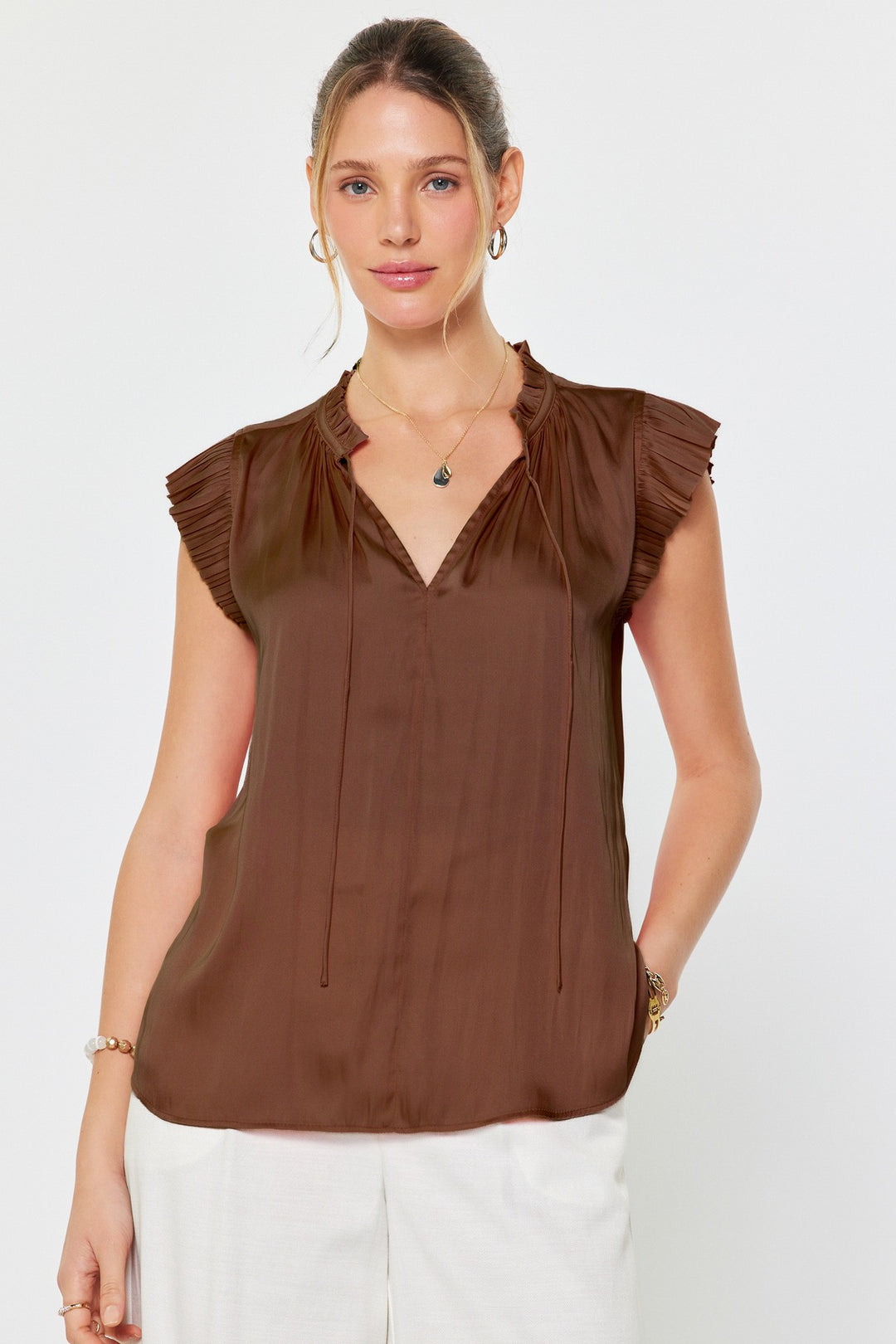 Short Sleeve Flutter Top