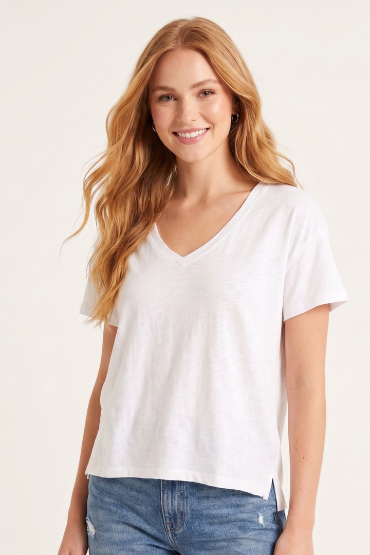 Relaxed Slub V-Neck Tee