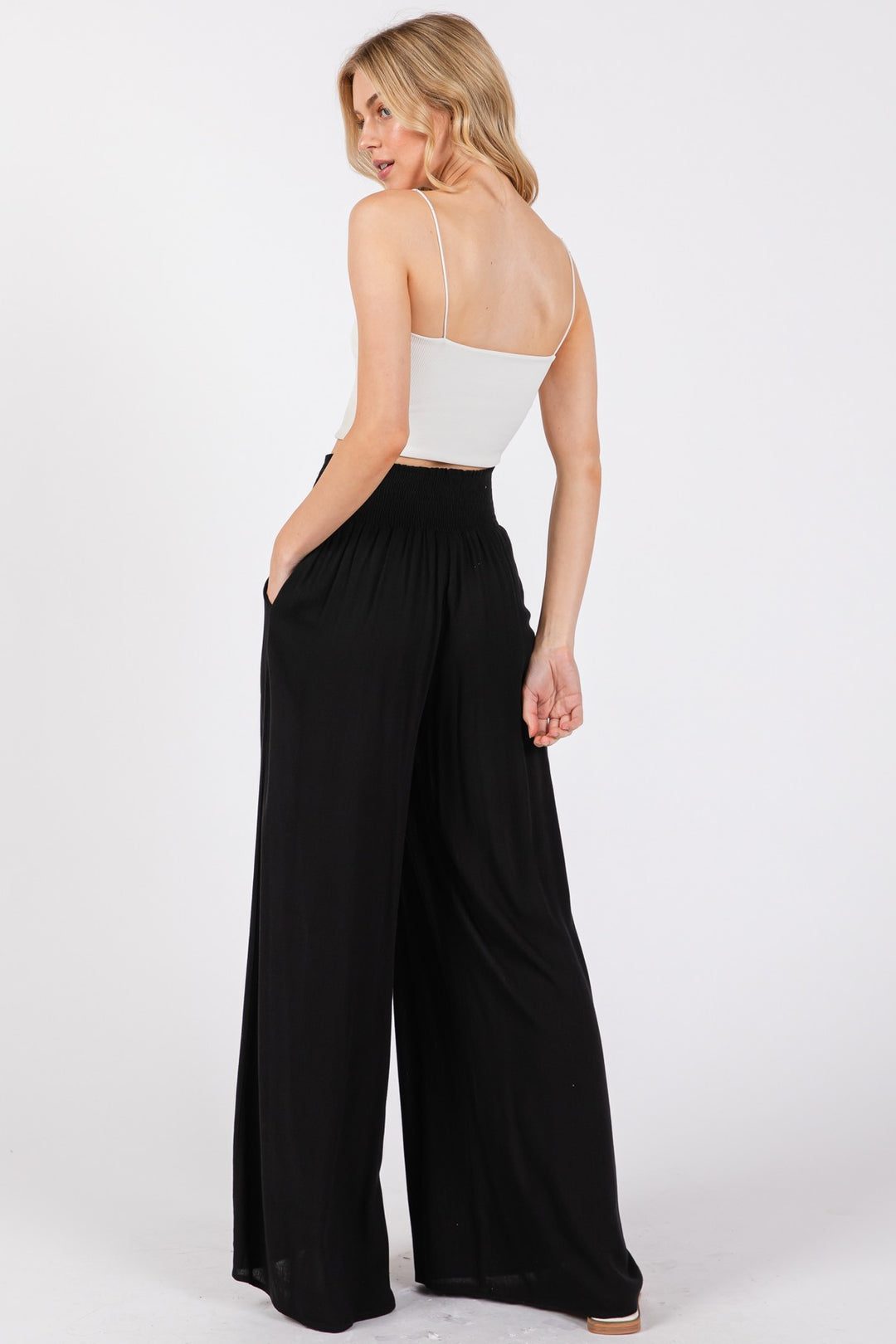 Tina Smocked Waist Wide Leg Pant
