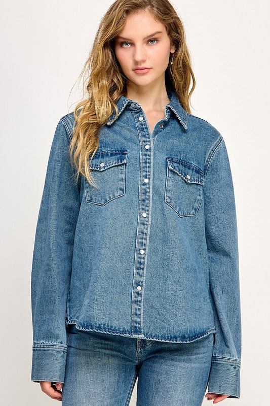 Western Denim Button Down