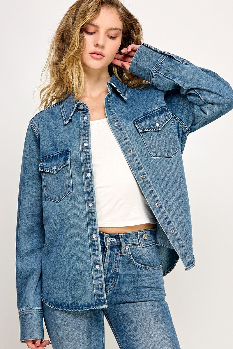 Western Denim Button Down