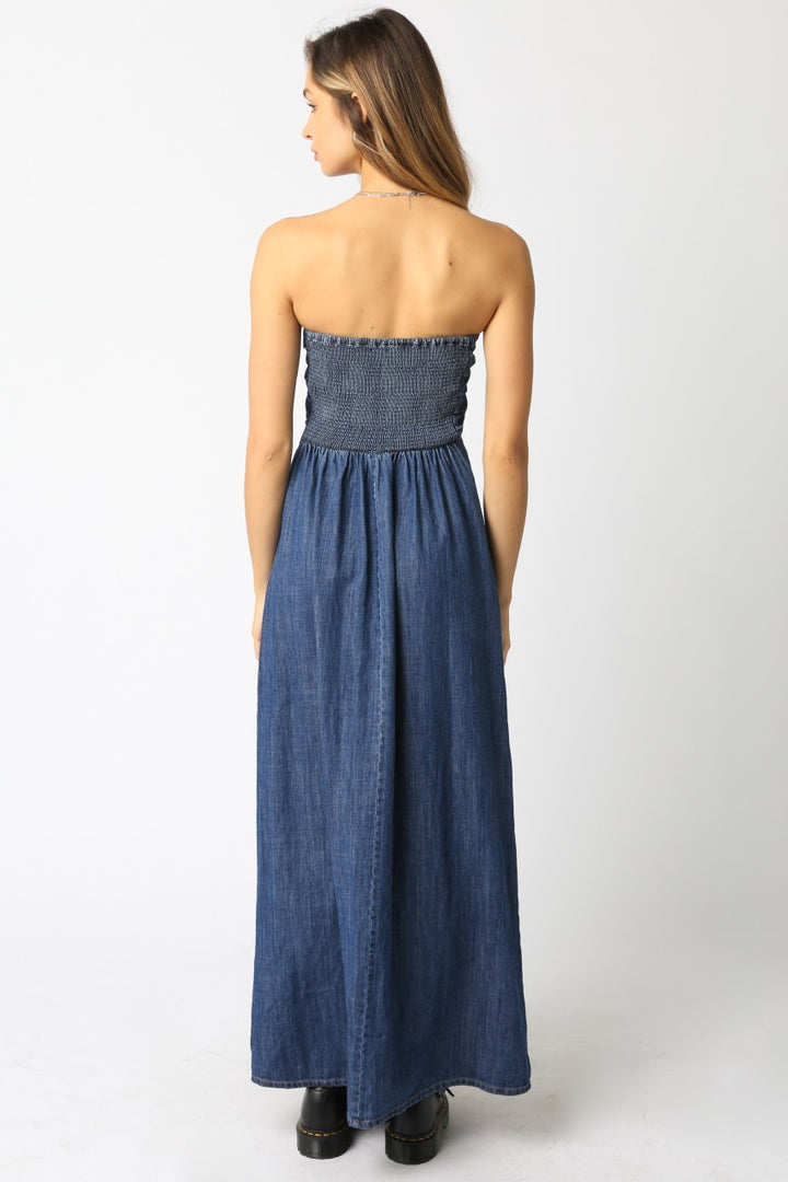 Strapless Denim Maxi Dress