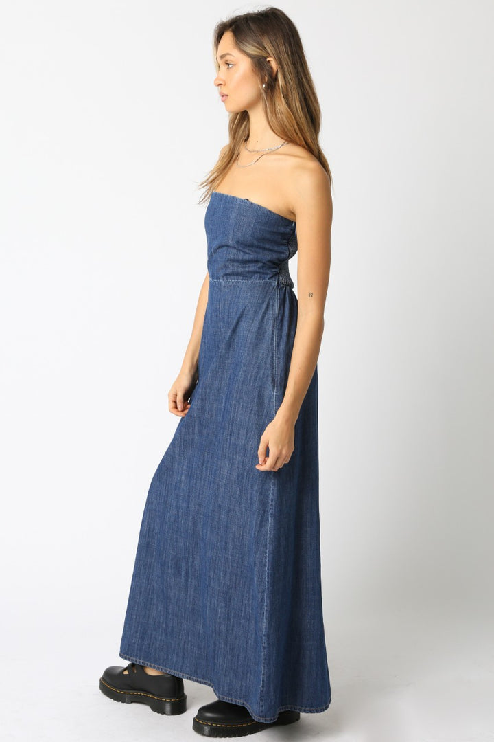 Strapless Denim Maxi Dress