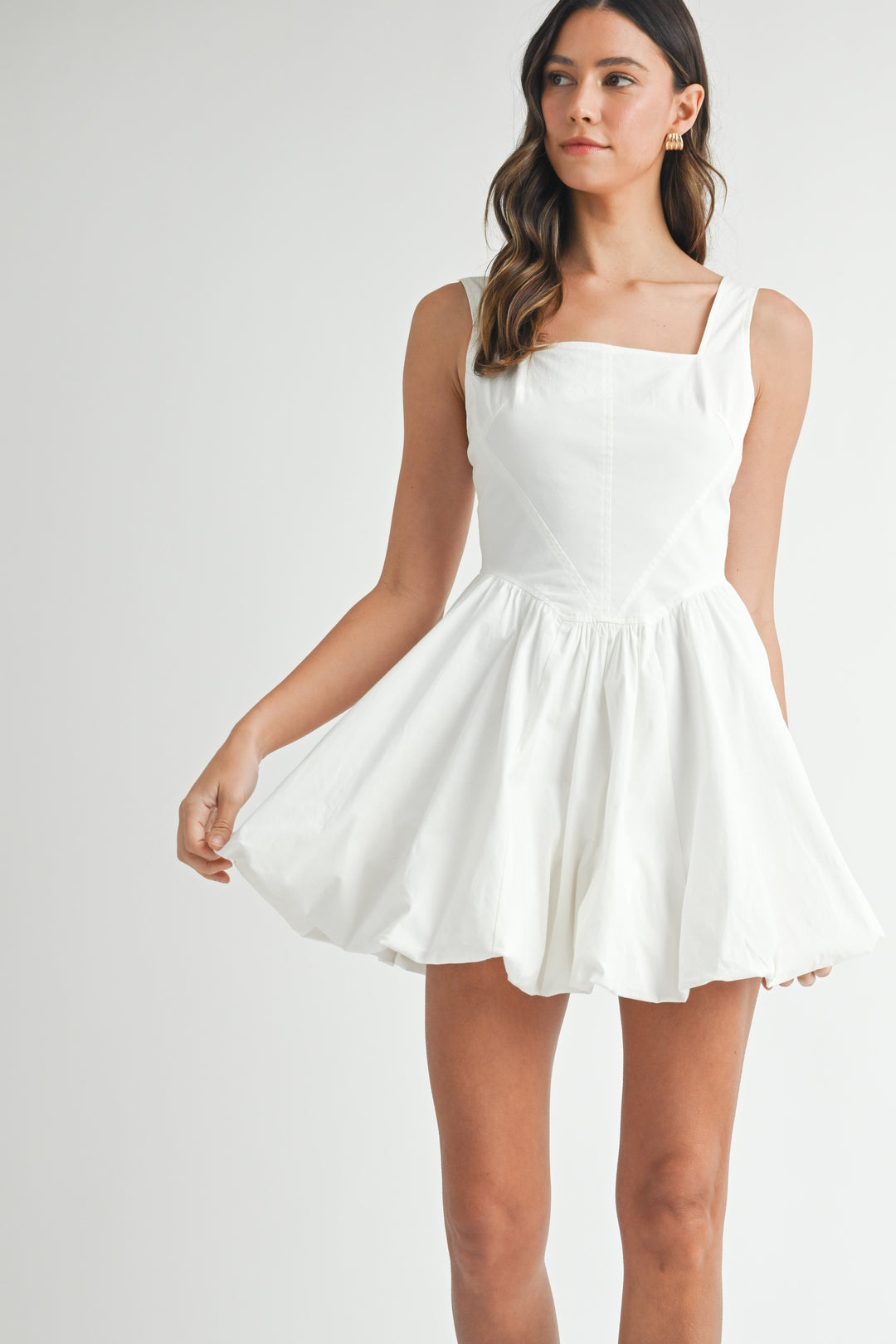 Square Neck Bubble Mini Dress