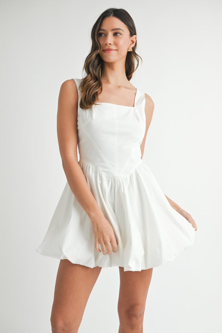 Square Neck Bubble Mini Dress