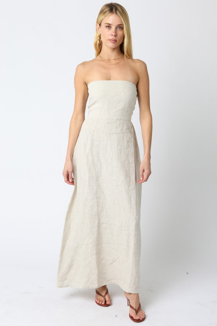 Strapless Linen Maxi Dress