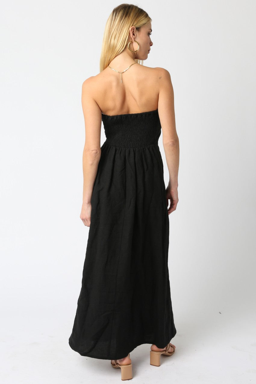 Strapless Linen Maxi Dress