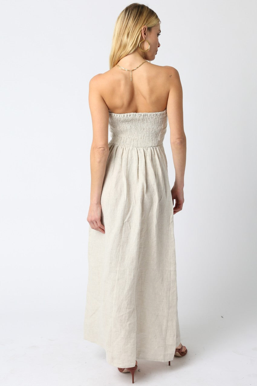 Strapless Linen Maxi Dress