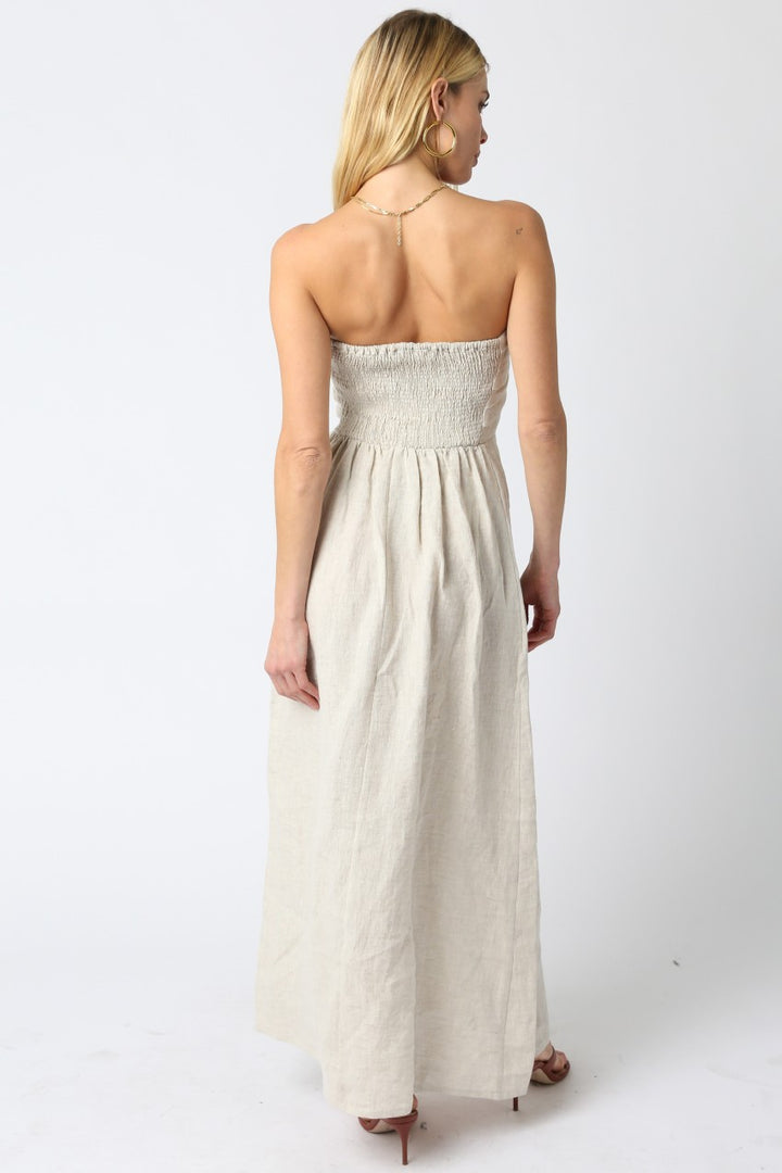 Strapless Linen Maxi Dress