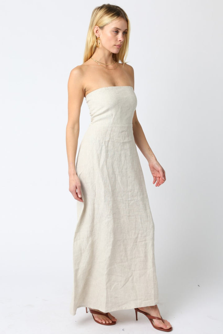 Strapless Linen Maxi Dress