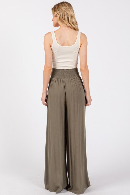 Tina Smocked Waist Wide Leg Pant