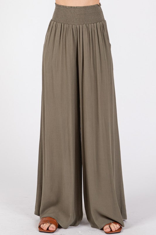 Tina Smocked Waist Wide Leg Pant