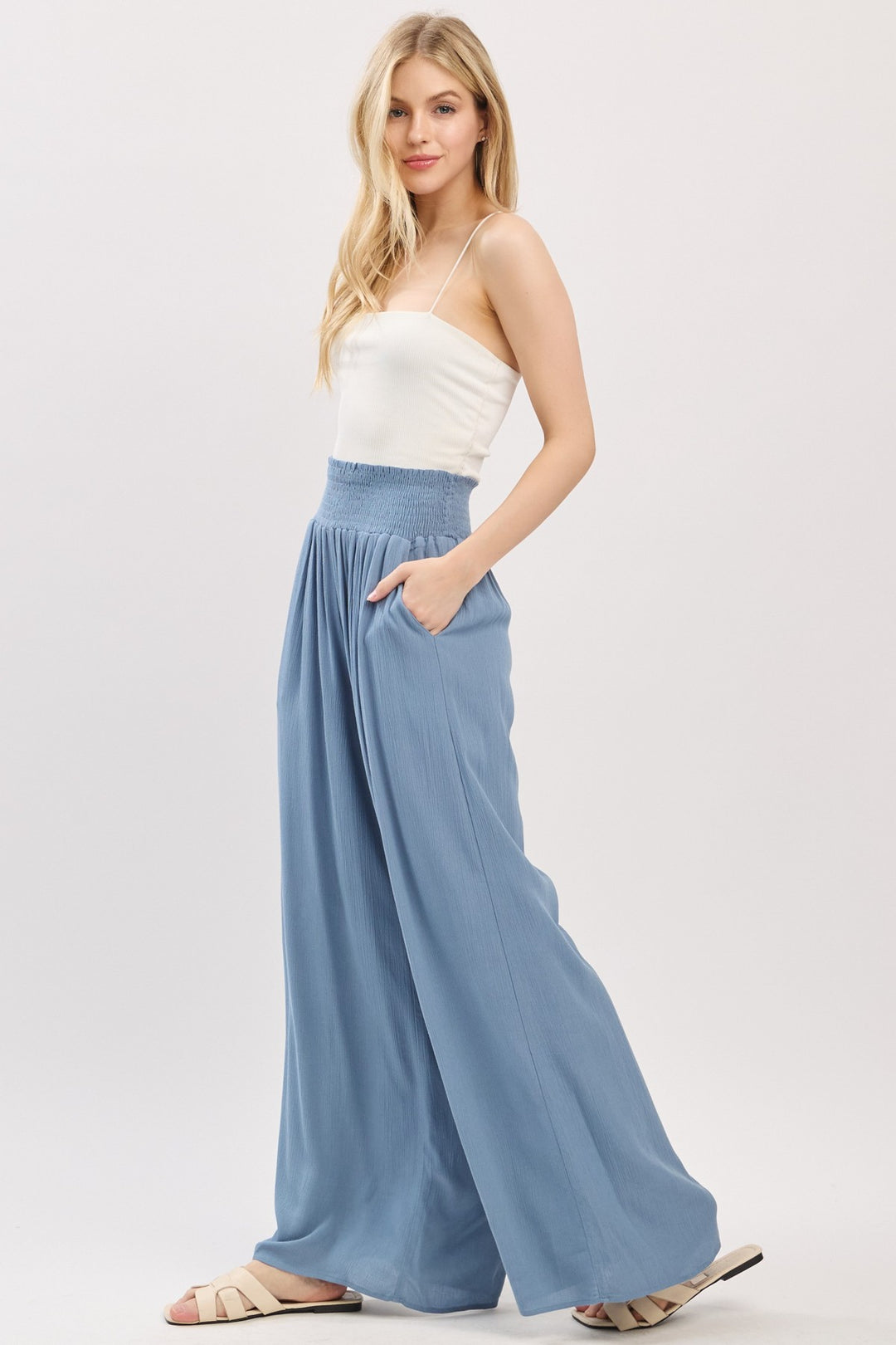 Tina Smocked Waist Wide Leg Pant