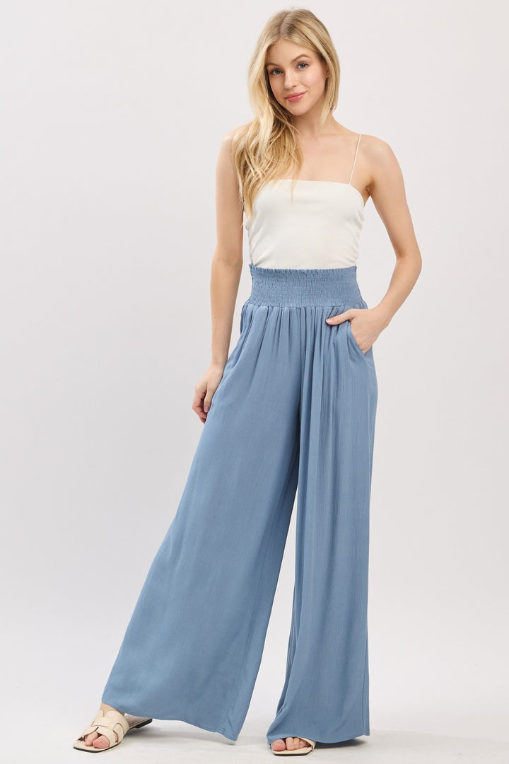 Tina Smocked Waist Wide Leg Pant
