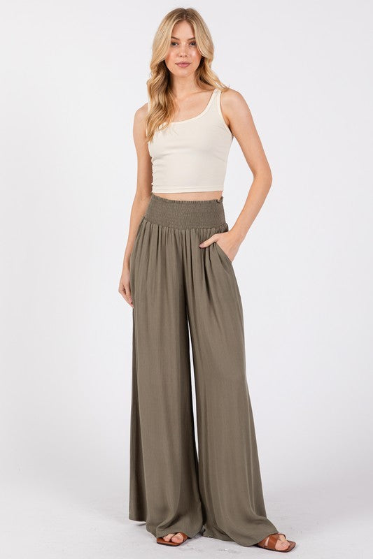 Tina Smocked Waist Wide Leg Pant