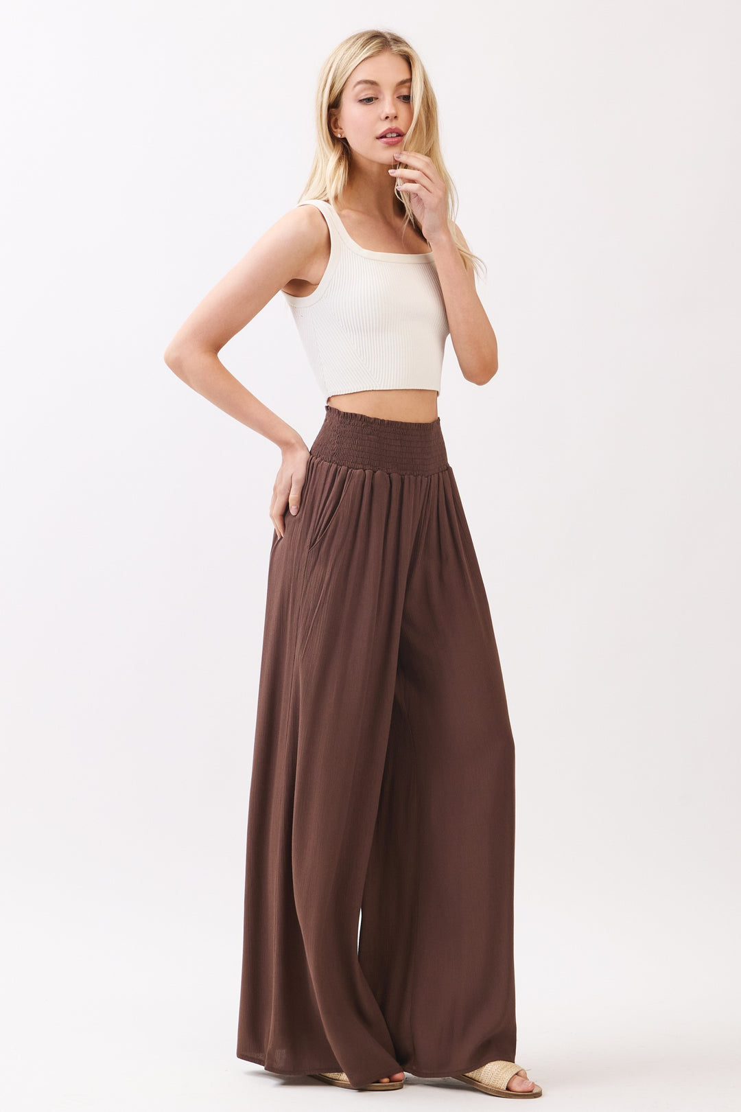 Tina Smocked Waist Wide Leg Pant