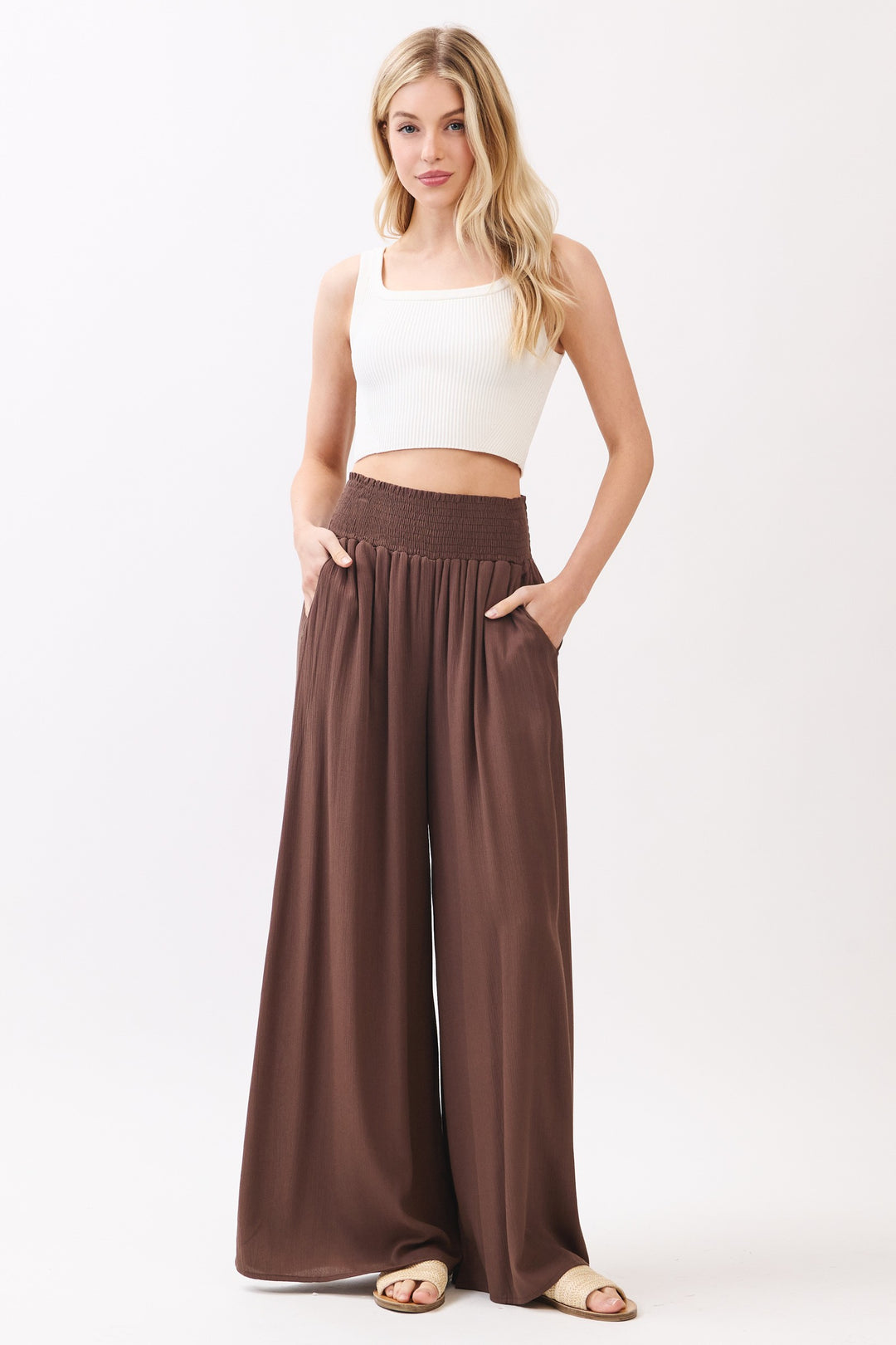 Tina Smocked Waist Wide Leg Pant