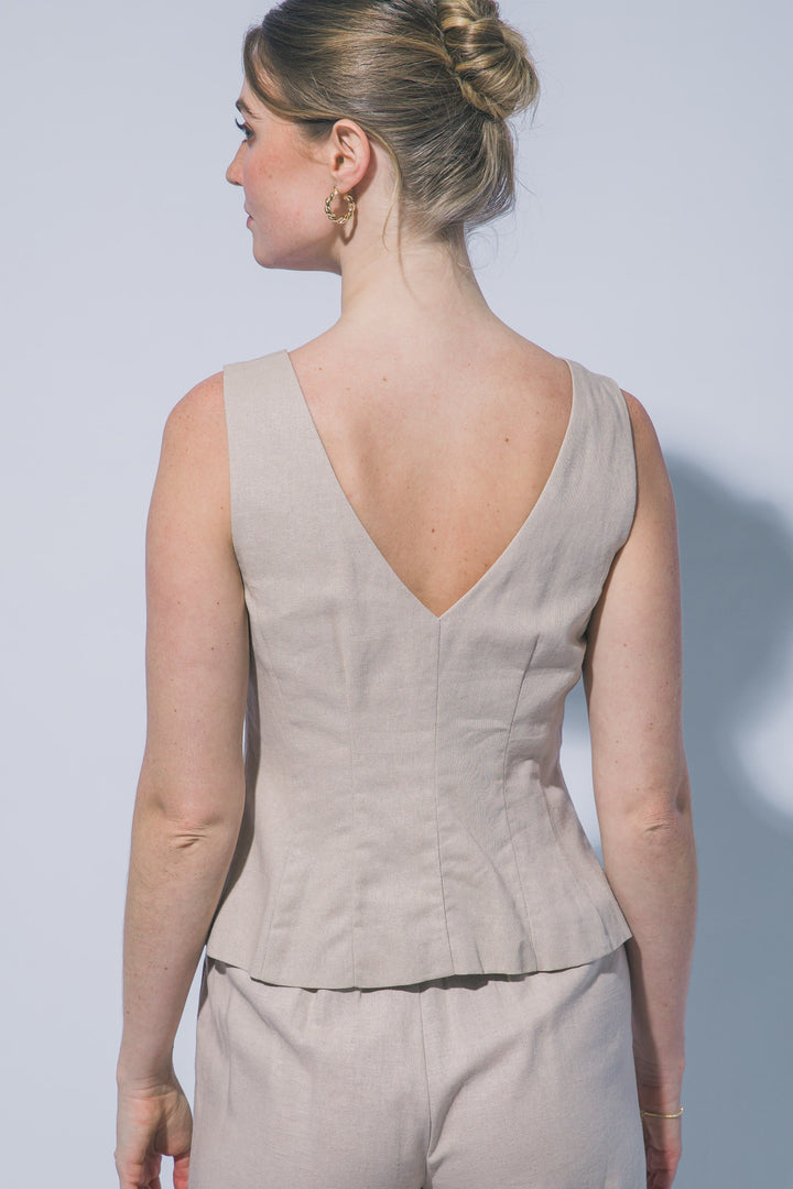 Hallie Linen Button Vest