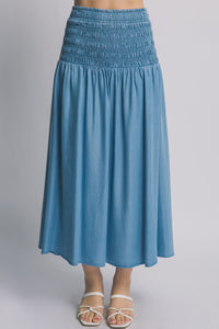 Smocked Waist Midi Skirt