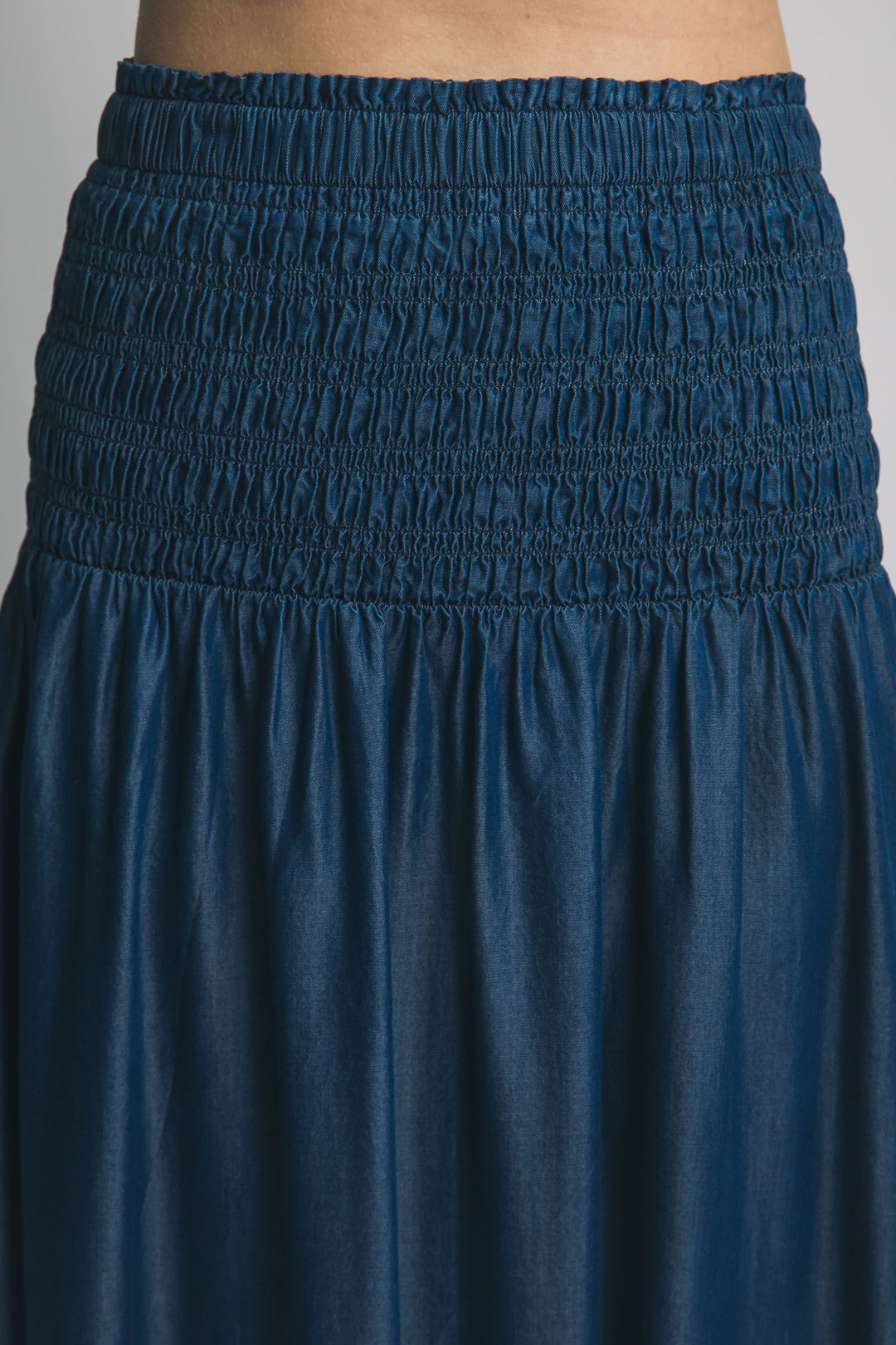 Smocked Waist Midi Skirt