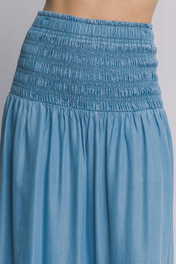 Smocked Waist Midi Skirt