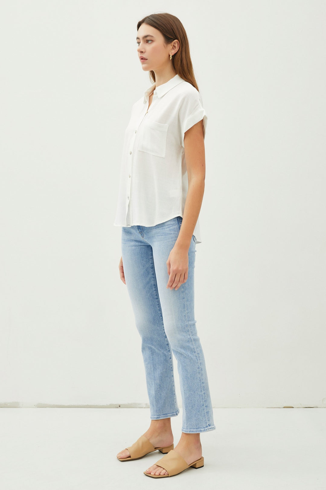 Cuffed Short Sleeve Button Up