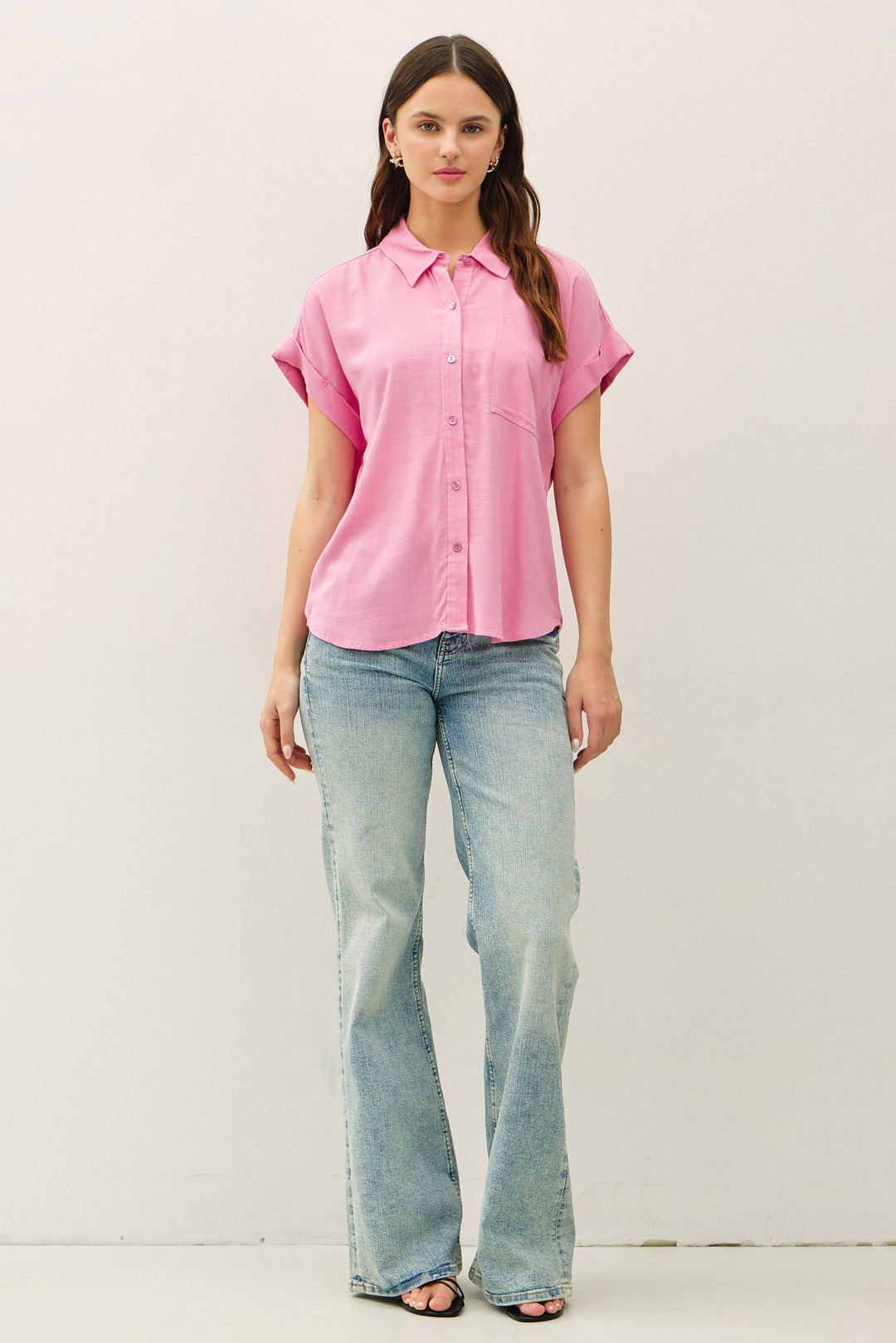 Cuffed Short Sleeve Button Up
