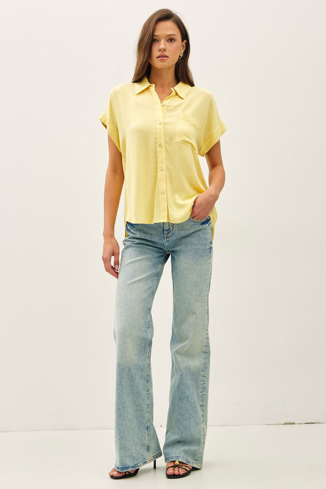 Cuffed Short Sleeve Button Up