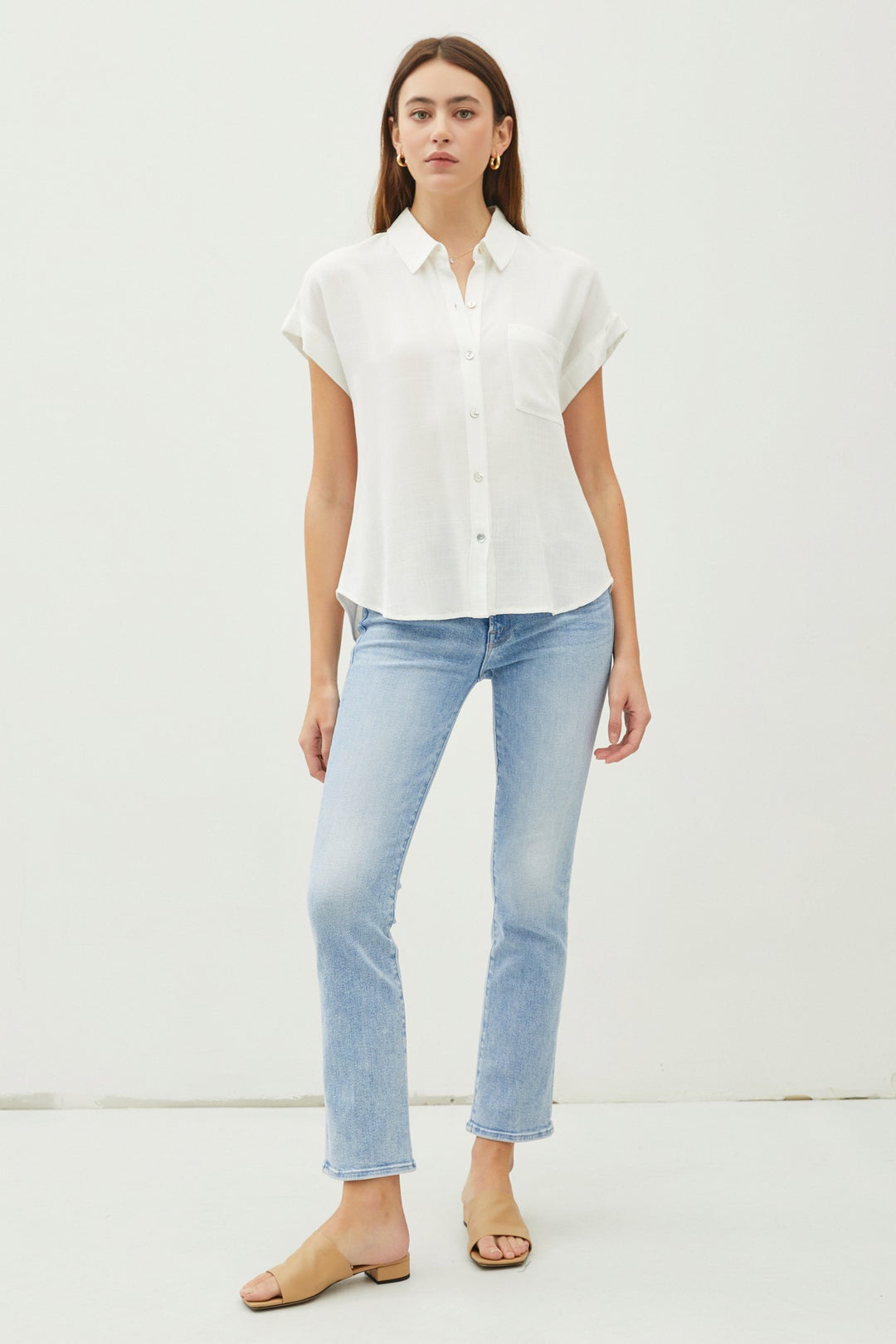 Cuffed Short Sleeve Button Up