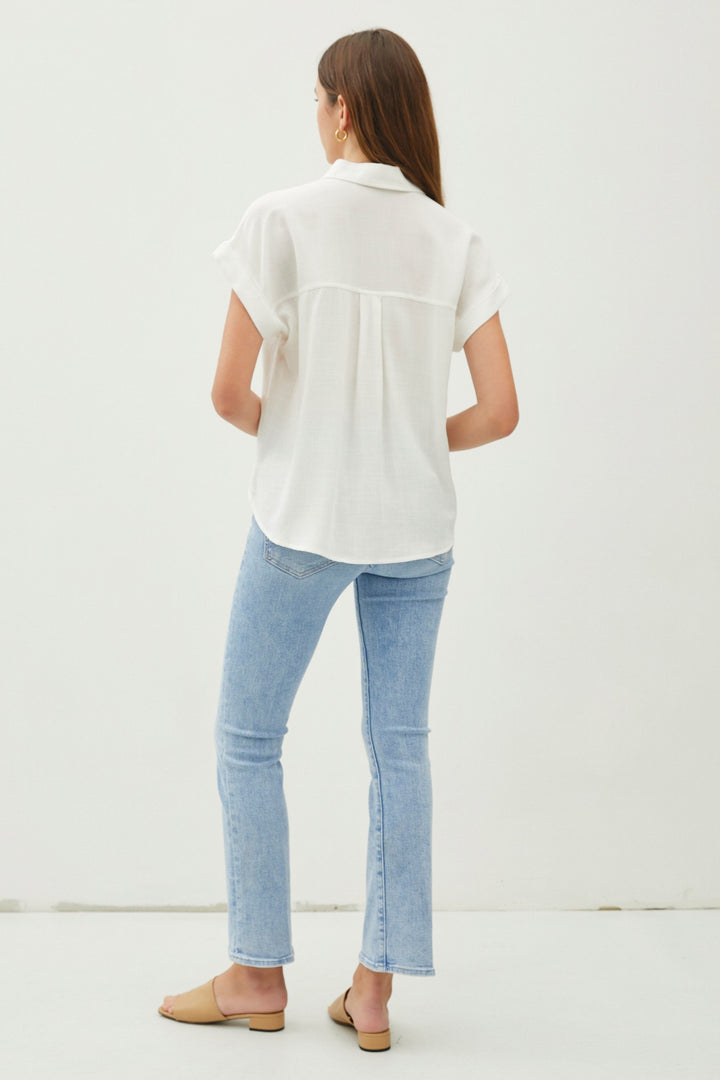 Cuffed Short Sleeve Button Up