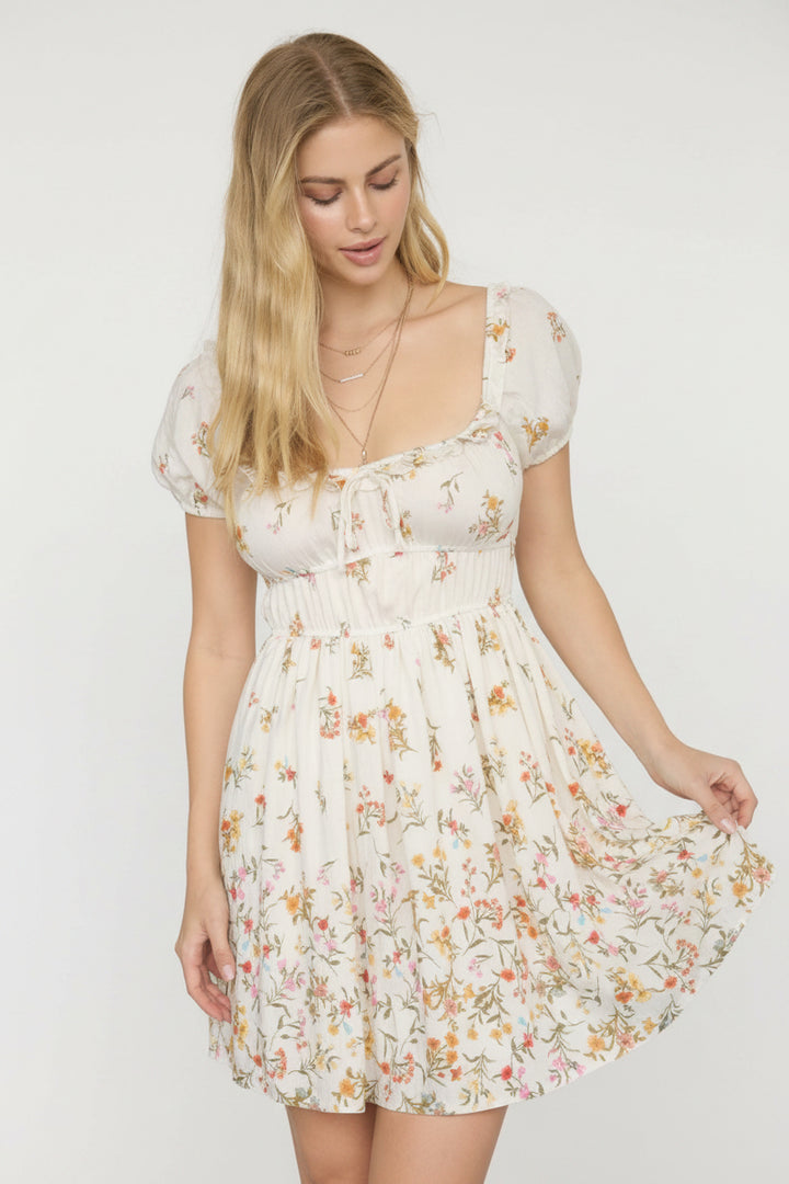 Floral Puff Sleeve Mini Dress