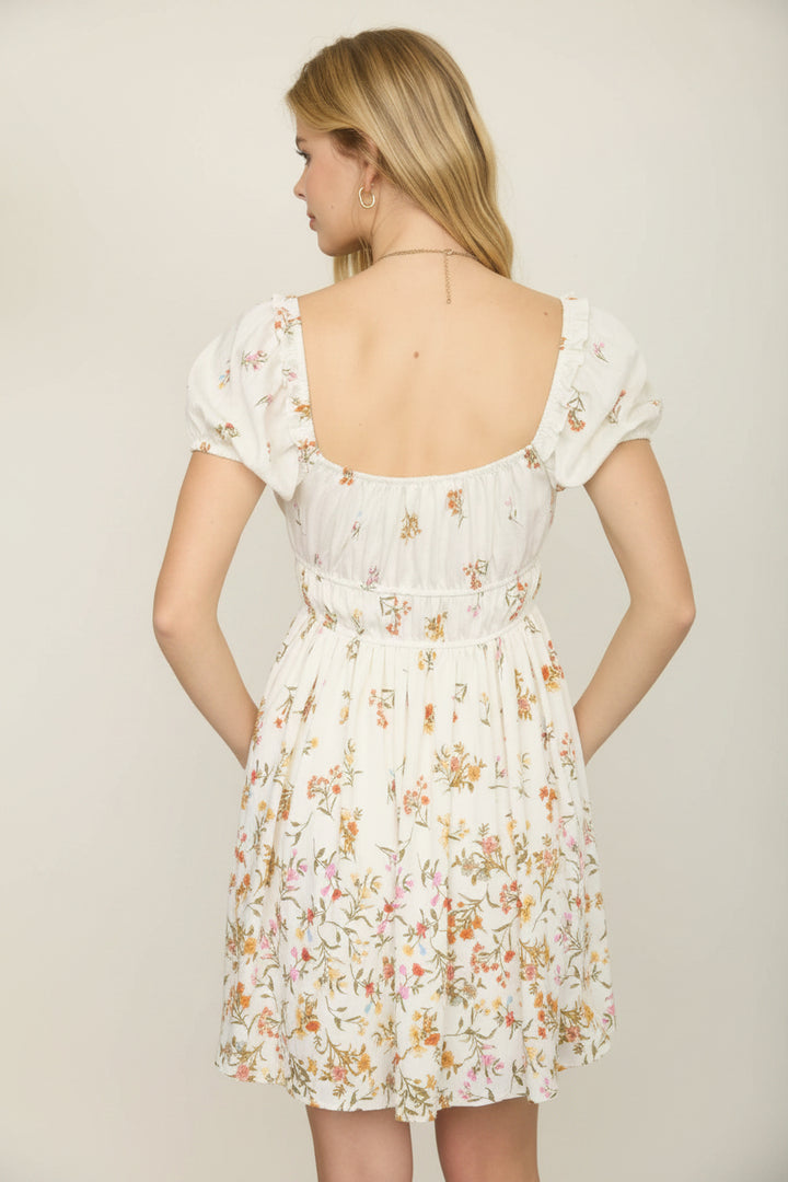 Floral Puff Sleeve Mini Dress