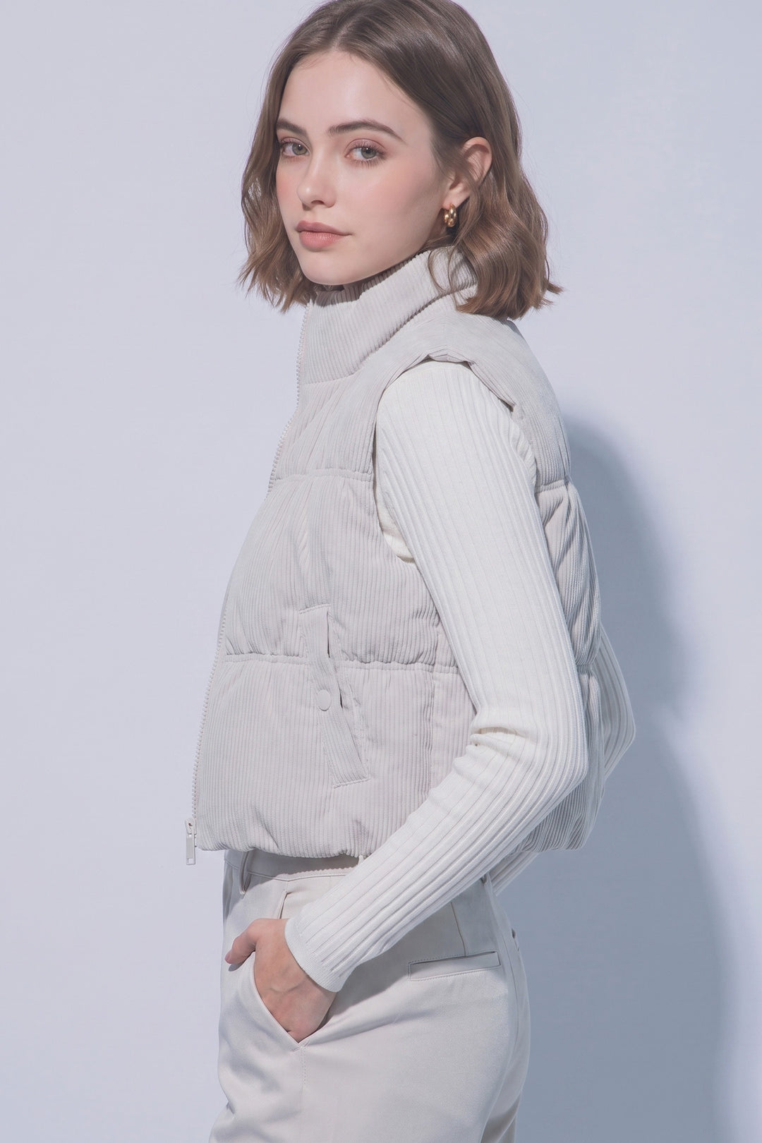 Corduroy Reversible Puffer Vest