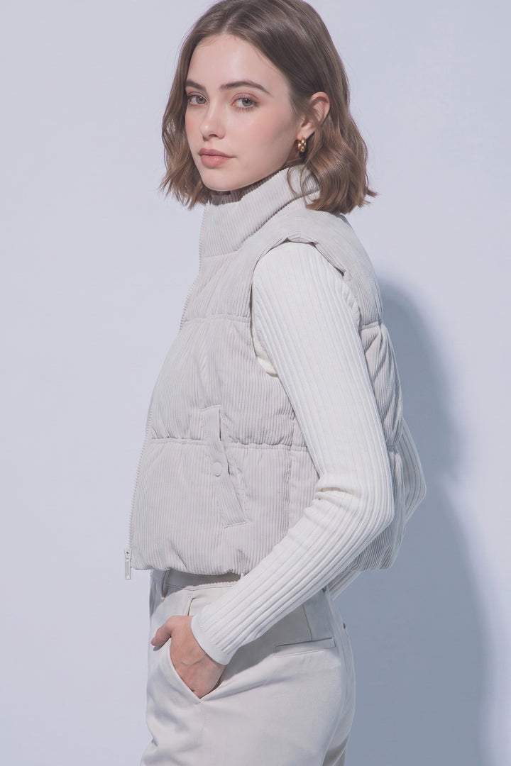 Corduroy Reversible Puffer Vest