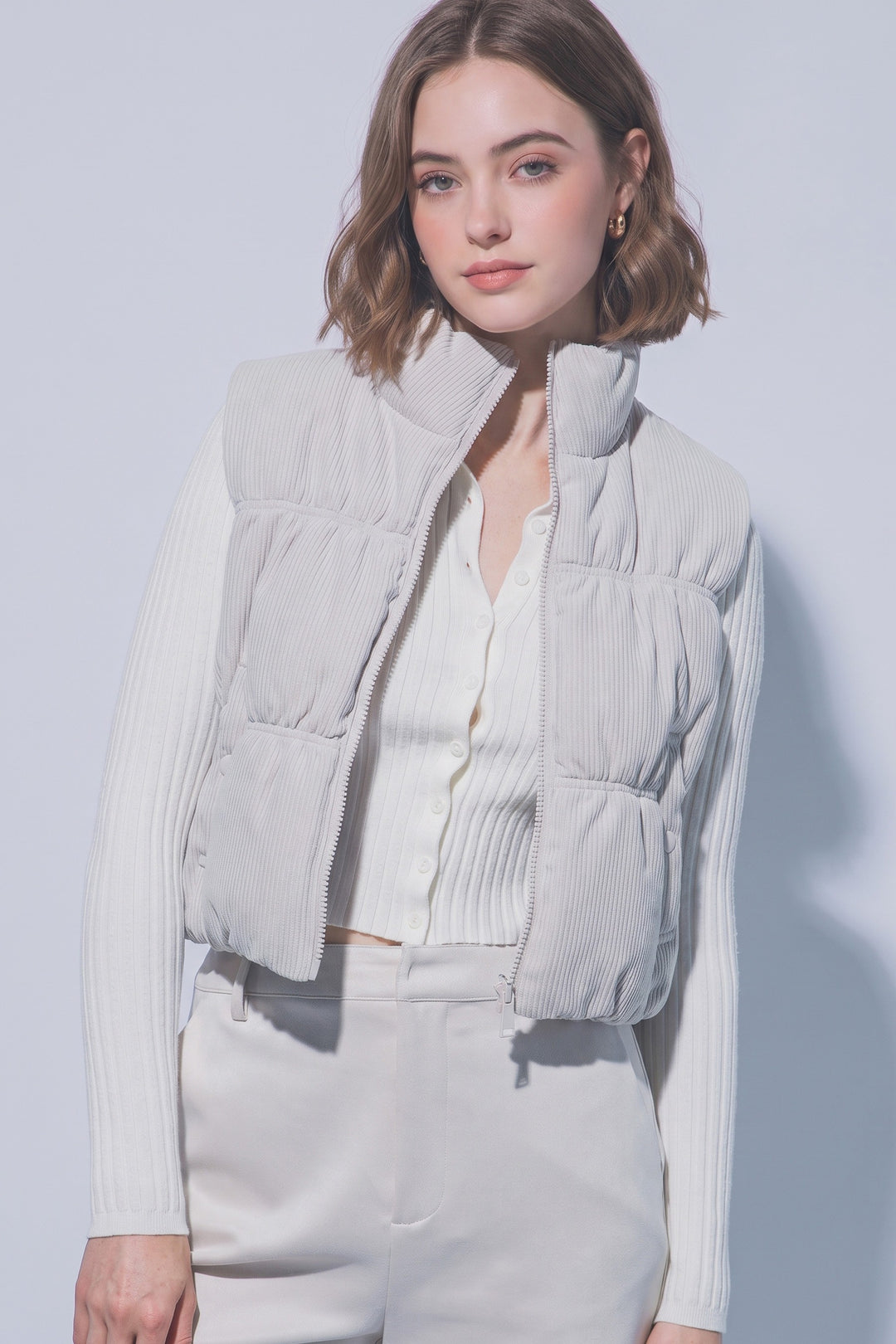 Corduroy Reversible Puffer Vest