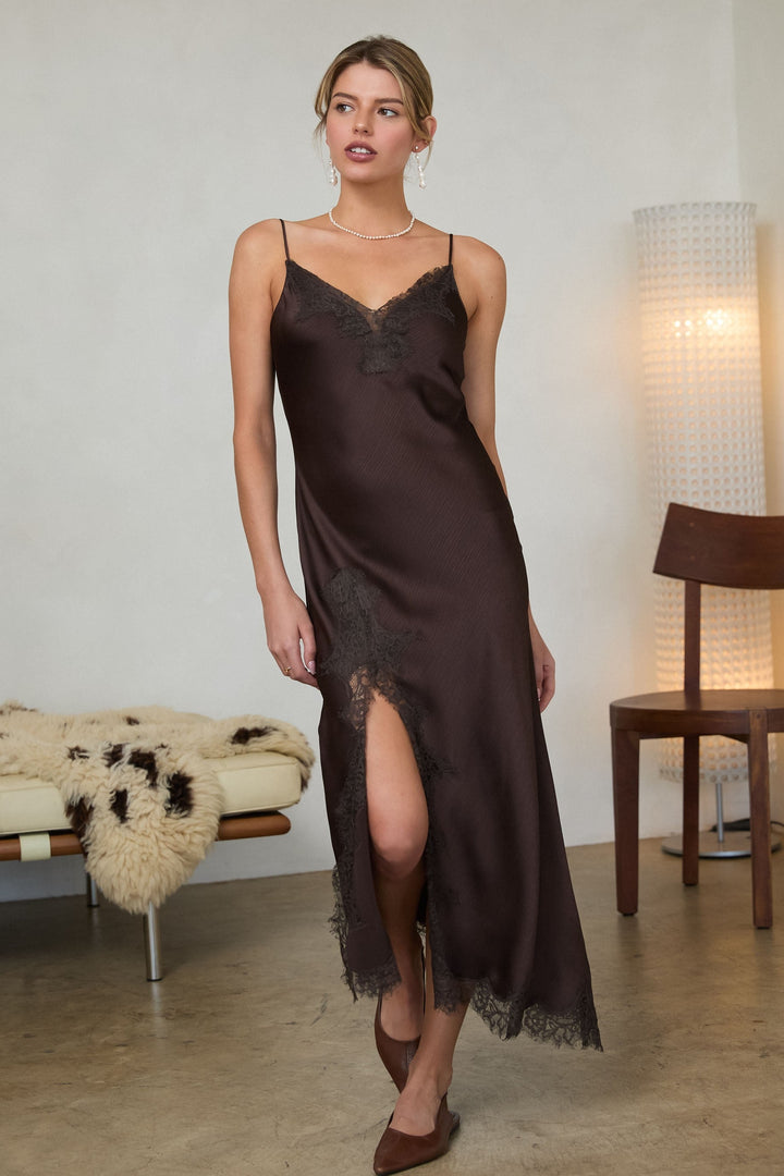 Astrid Satin Lace Cami Dress