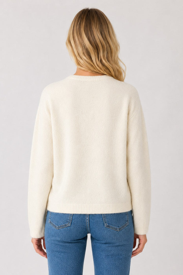 Cara Crewneck Button Up Cardigan