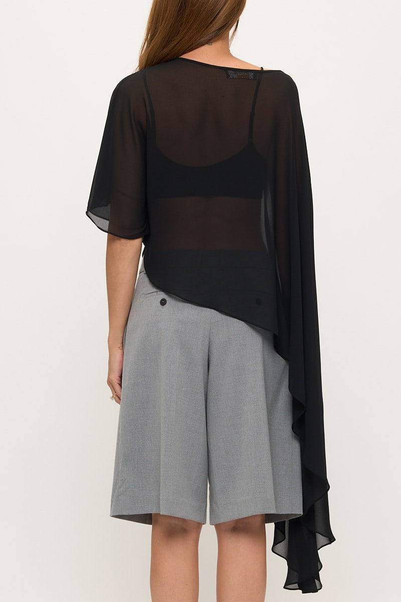 Emme Sheer Asymmetric Poncho