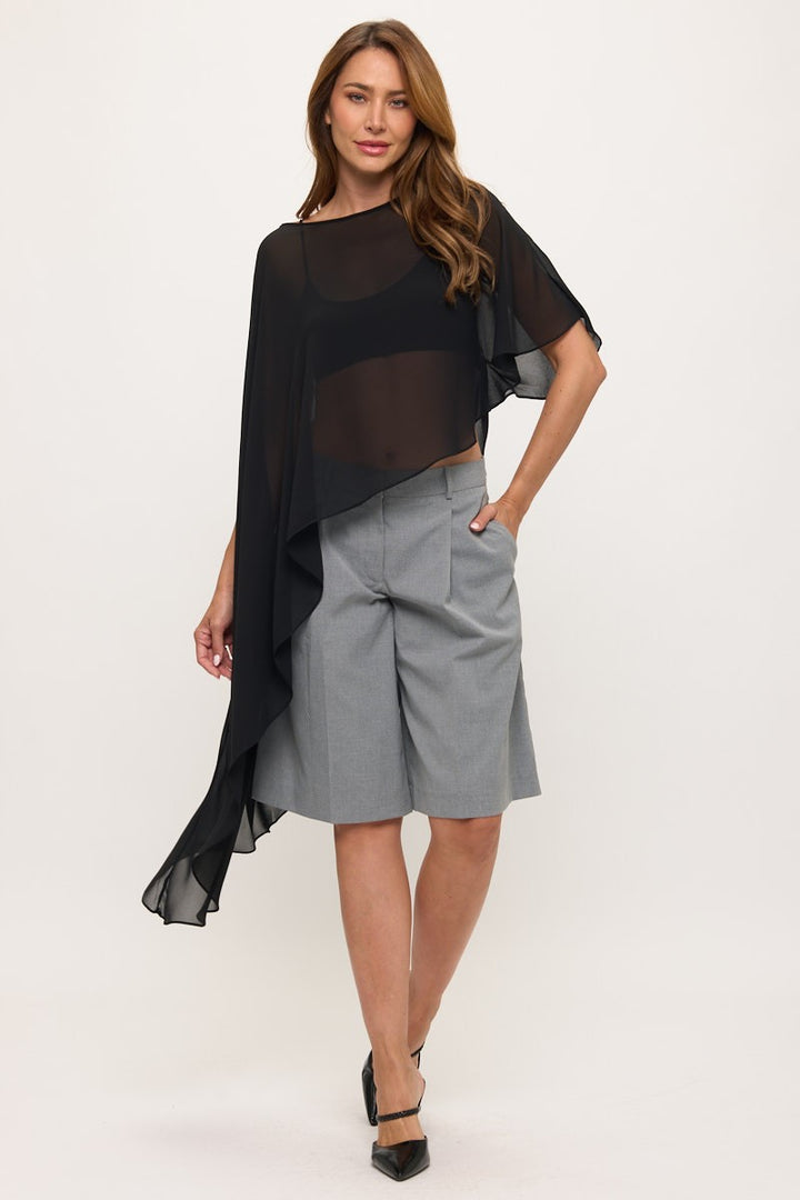 Emme Sheer Asymmetric Poncho