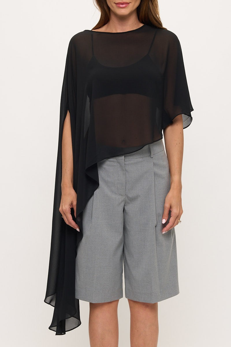 Emme Sheer Asymmetric Poncho