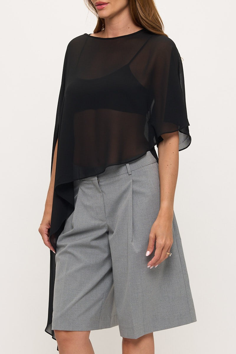 Emme Sheer Asymmetric Poncho