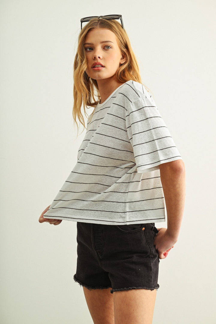Stripe Cotton Linen Tee