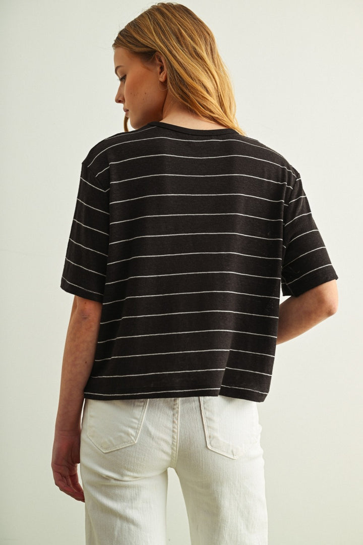 Stripe Cotton Linen Tee