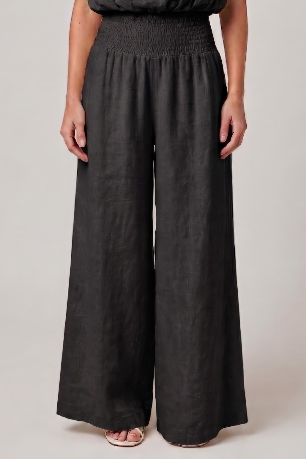 Linen Smocked Waist Wide Leg