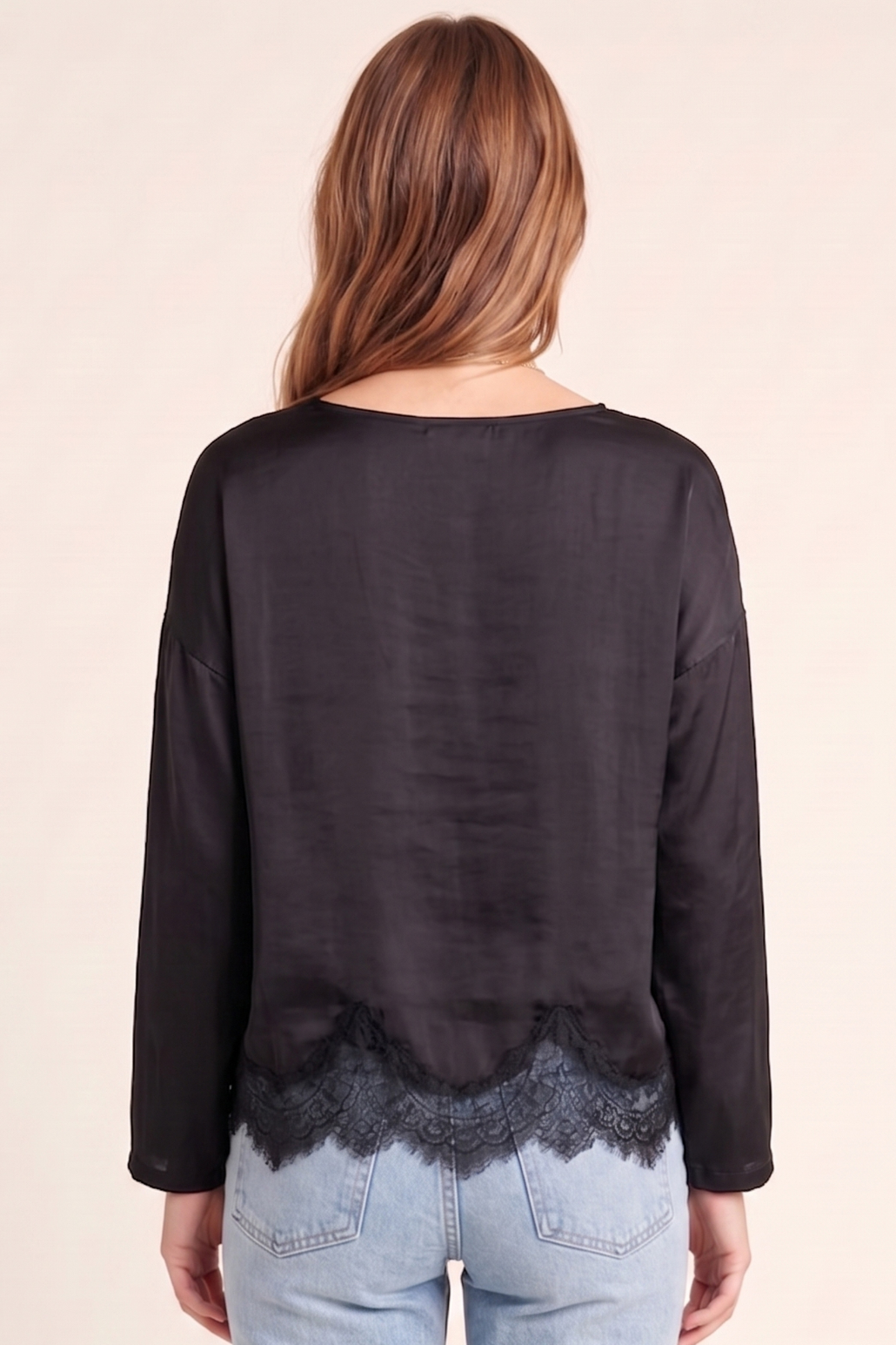 Silky Lace Long Sleeve Top