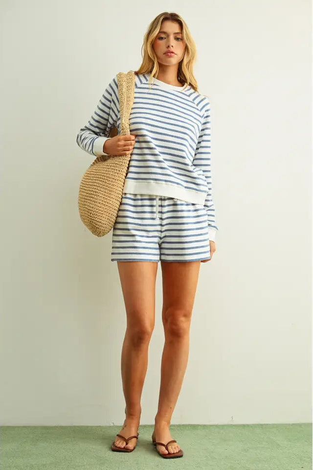 Striped Relax Terry Cloth Short