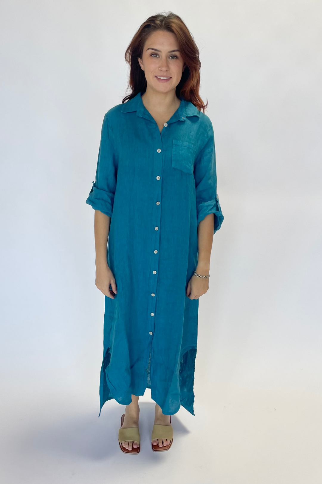 blue island dress Island Time Linen Dress Taupe