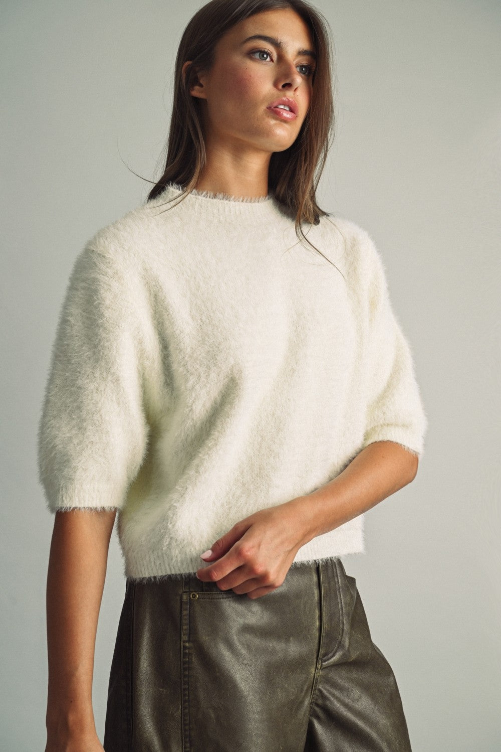 Eyelash Round Neck Sweater